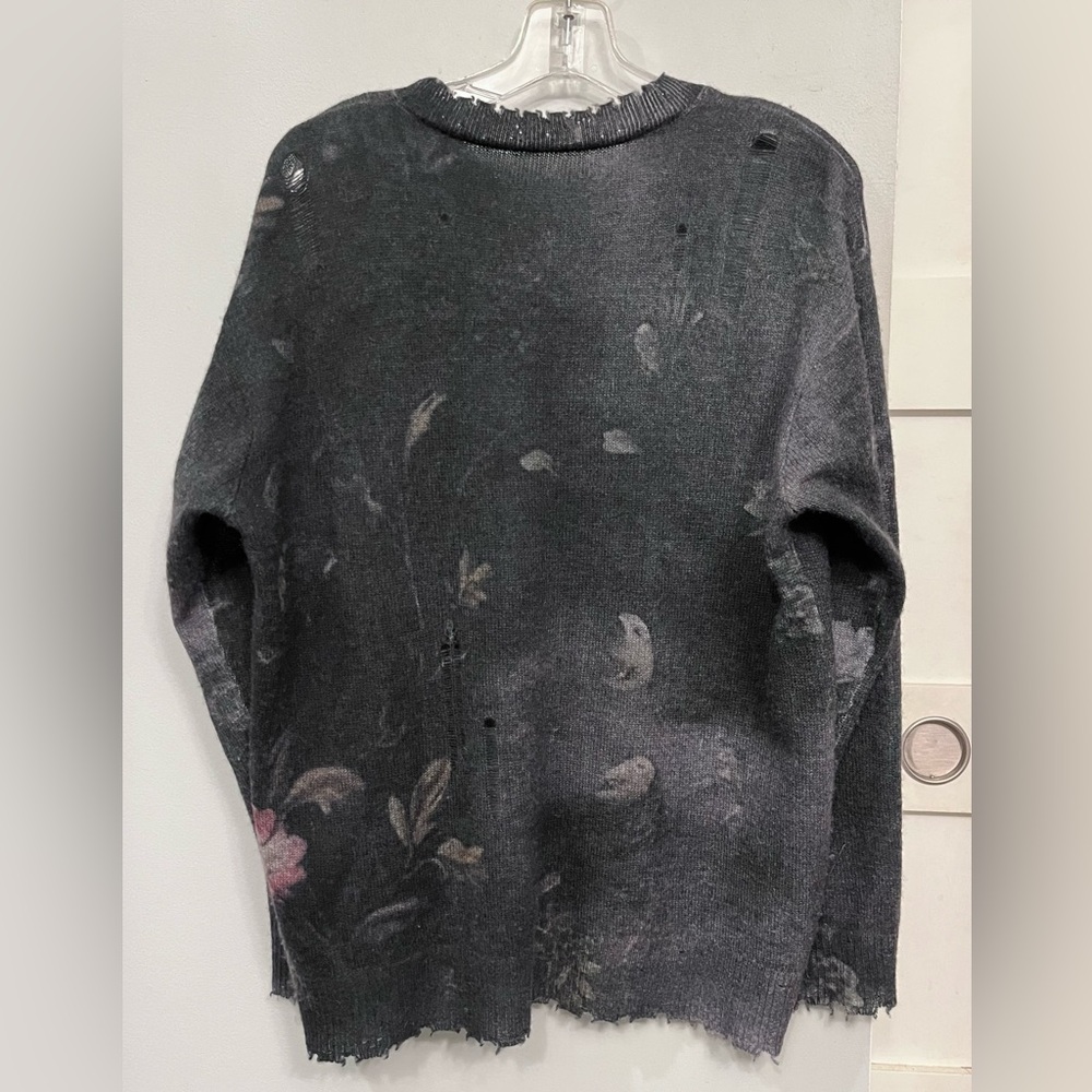 R13 distressed cashmere floral boyfriend sweater - Picture 4 of 9